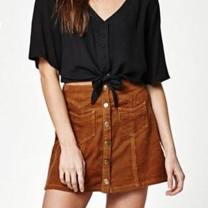 Kendall + Kylie Brown Corduroy Skirt